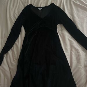 love, Fire Black velvet Long Sleeve Dress